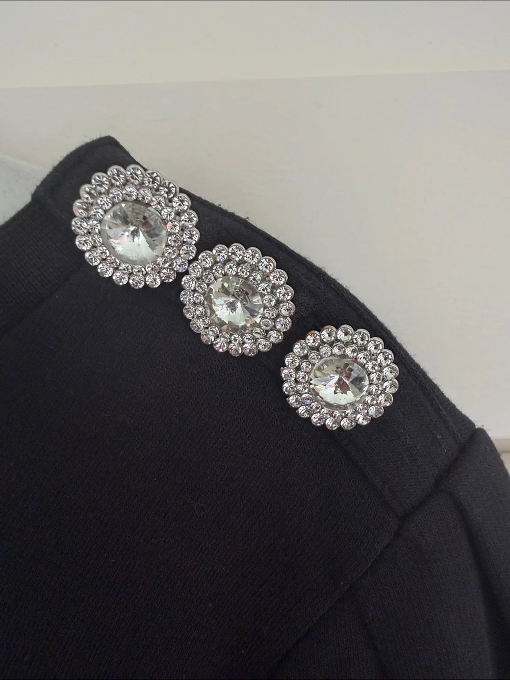 J. Crew Black Puff-Sleeve Sweatshirt with Decorative Shoulder Buttons